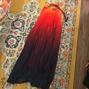 Flowy gradient halter maxi dress